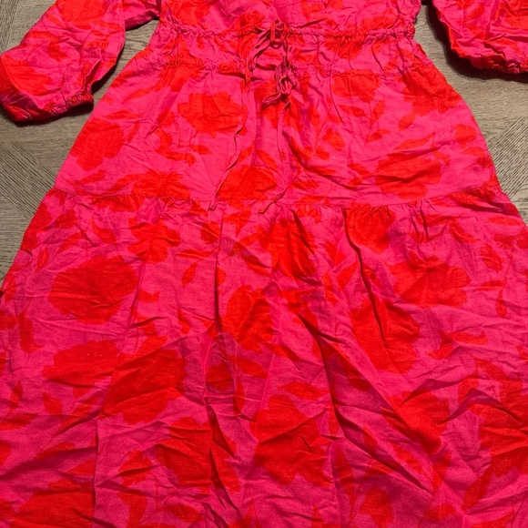 Women's Classic Rose Linen Long Sleeve Maxi Dress Kate Spade x Target XL - Picture 3 of 4